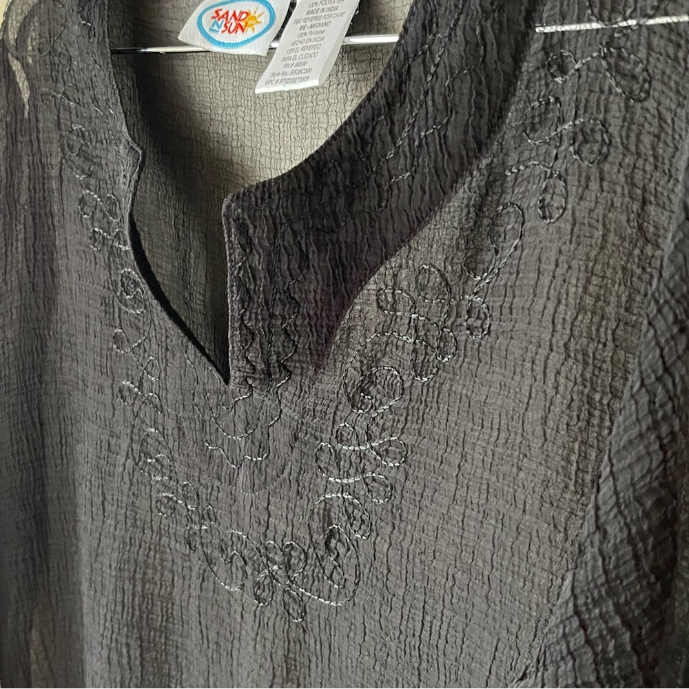 Swim Coverup • (Size M) Sheer Black Tunic by Sand N Sun